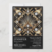 Art Deco Black & Gold Diamond Wedding Invitations  Einladung (Vorderseite)