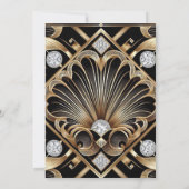 Art Deco Black & Gold Diamond Wedding Invitations  Einladung (Rückseite)