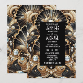 Art Deco Black & Gold Diamond Wedding Invitations Einladung