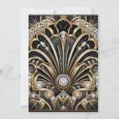 Art Deco Black & Gold Diamond Wedding Invitations Einladung (Rückseite)