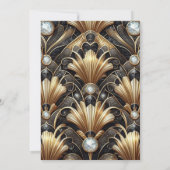 Art Deco Black & Gold Diamond Wedding Invitations Einladung (Rückseite)