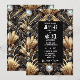 Art Deco Black & Gold Diamond Wedding Invitations Einladung