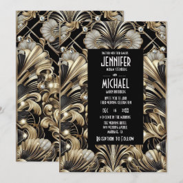 Art Deco Black & Gold Diamond Wedding Invitations Einladung