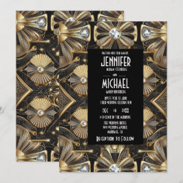 Art Deco Black & Gold Diamond Wedding Invitations Einladung