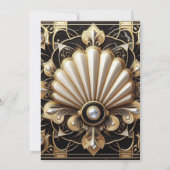 Art Deco Black & Gold Diamond Wedding Invitations Einladung (Rückseite)