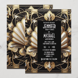 Art Deco Black & Gold Diamond Wedding Invitations Einladung