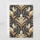 Art Deco Black & Gold Diamond Wedding Invitations Einladung (Rückseite)