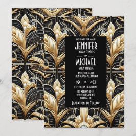 Art Deco Black & Gold Diamond Wedding Invitations Einladung