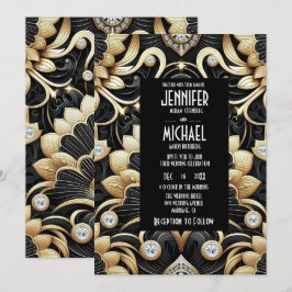 Art Deco Black & Gold Diamond Wedding Invitations Einladung