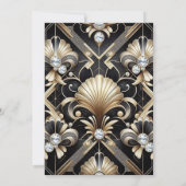 Art Deco Black & Gold Diamond Wedding Invitations Einladung (Rückseite)