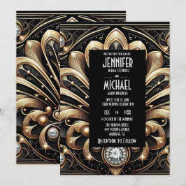 Art Deco Black & Gold Diamond Wedding Invitations Einladung
