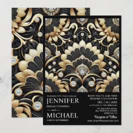 Art Deco Black & Gold Diamond Wedding Invitations  Einladung