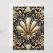 Art Deco Black & Gold Diamond Wedding Invitations Einladung (Rückseite)