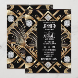 Art Deco Black & Gold Diamond Wedding Invitations Einladung