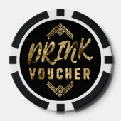 Art Deco Black Gold Drink Gutschein Pokerchips (Vorderseite)
