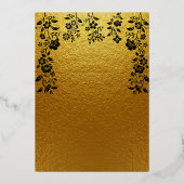 Art Deco Black Gold Foil Monogram Classic Wedding Folieneinladung (Rückseite)