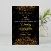 Art Deco Black Gold Foil Script Klassische Hochzei Folieneinladung (Stehend vorne)