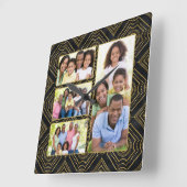 Art Deco Black Gold Fügen Sie Ihre Familienfotosam Quadratische Wanduhr (Winkel)