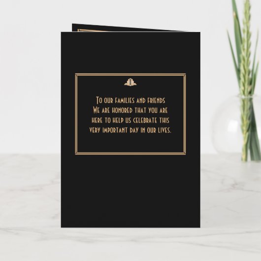 Art Deco Black Gold Gatsby Hochzeitsprogramme Programm (Rückseite)