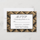 Art Deco Black Gold Gatsby Wedding RSVP Einladung (Vorderseite)