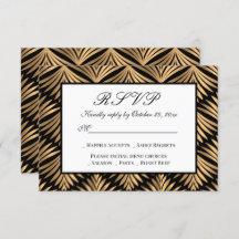 Art Deco Black Gold Gatsby Wedding RSVP