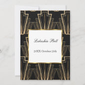 Art Deco Black Gold Geburtstagsparty Einladung (Rückseite)
