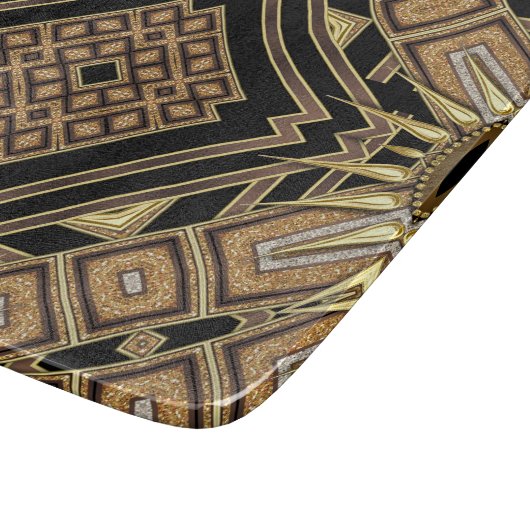 Art Deco Black Gold Geometric Stylish Glam Muster Schneidebrett (Ecke)