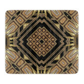 Art Deco Black Gold Geometric Stylish Glam Muster Schneidebrett (Vorderseite)