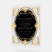 Art Deco Black Gold Geometric Wedding  Acrylschild (Winkel)