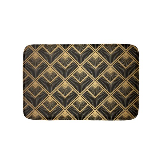 Art Deco Black Gold: Geometrisch Badematte (Vorderseite)