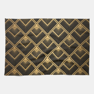 Art Deco Black Gold: Geometrisch Geschirrtuch