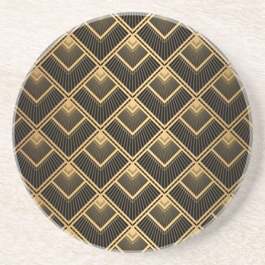 Art Deco Black Gold: Geometrisch Getränkeuntersetzer (Vorne)