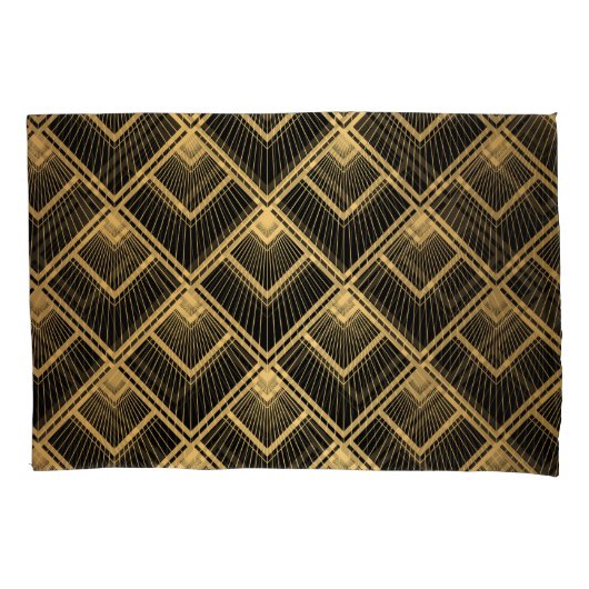 Art Deco Black Gold: Geometrisch Kissenbezug (Vorderseite)