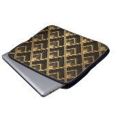 Art Deco Black Gold: Geometrisch Laptopschutzhülle (Vorne Knopf)