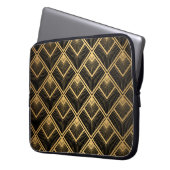 Art Deco Black Gold: Geometrisch Laptopschutzhülle (Vorderseite Links)
