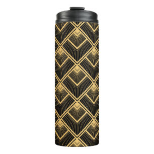 Art Deco Black Gold: Geometrisch Thermosbecher