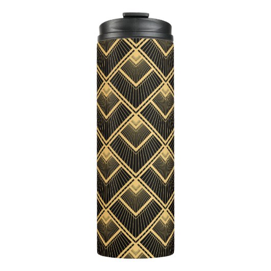 Art Deco Black Gold: Geometrisch Thermosbecher (Vorderseite)