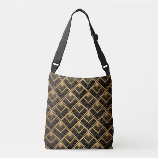 Art Deco Black Gold: Geometrisch Tragetaschen Mit Langen Trägern (Vorderseite)