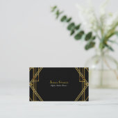 Art Deco Black & Gold Glamour Chic Business Card Visitenkarte (Stehend Vorderseite)