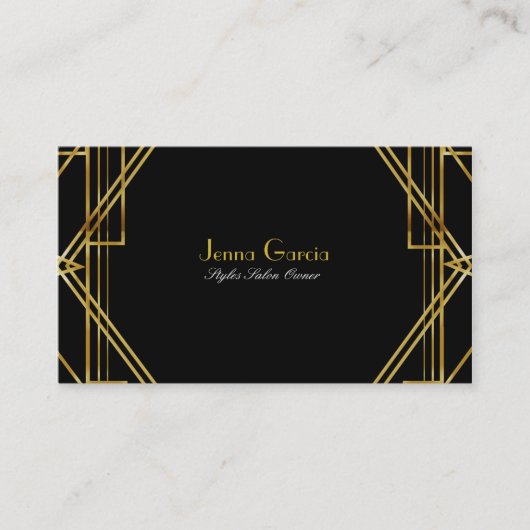 Art Deco Black & Gold Glamour Chic Business Card Visitenkarte (Vorderseite)
