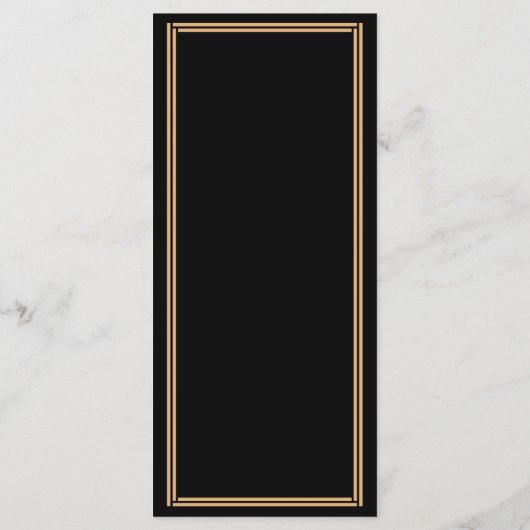 Art Deco Black Gold Great Gatsby Wedding Menu Card Menükarte (Rückseite)