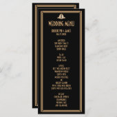 Art Deco Black Gold Great Gatsby Wedding Menu Card Menükarte (Vorne/Hinten)