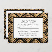 Art Deco Black Gold Great Gatsby Wedding RSVP Card Einladungspostkarte (Vorne/Hinten)