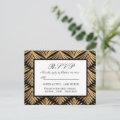 Art Deco Black Gold Great Gatsby Wedding RSVP Card Einladungspostkarte (Stehend Vorderseite)