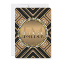 Art Deco Black Gold Hochzeit Probe Dinner Party