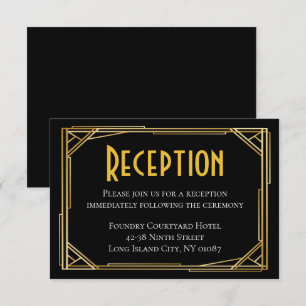Art Deco Black Gold Hochzeitsempfang Great Gatsby Einladung