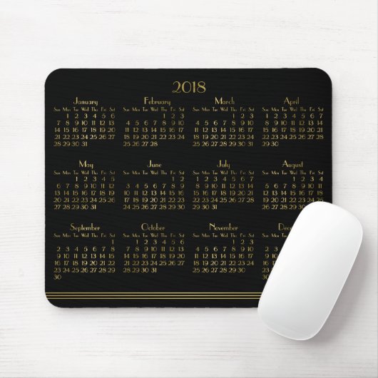 Art Deco Black Gold Jahrbuch 2018 Mousepad (Mit Mouse)