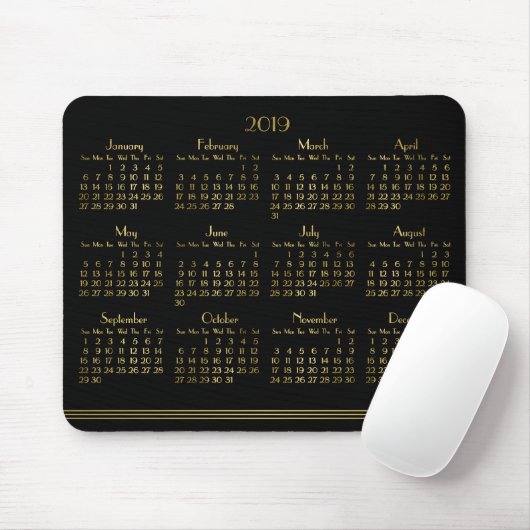 Art Deco Black Gold Jahrbuch Kalender 2019 Mousepa Mousepad (Mit Mouse)