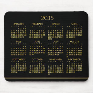 Art Deco Black Gold Jahrbuch Kalender 2025 Mousepad