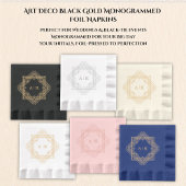 Art Deco Black Gold Mit Monogramm Servietten Mit Folie